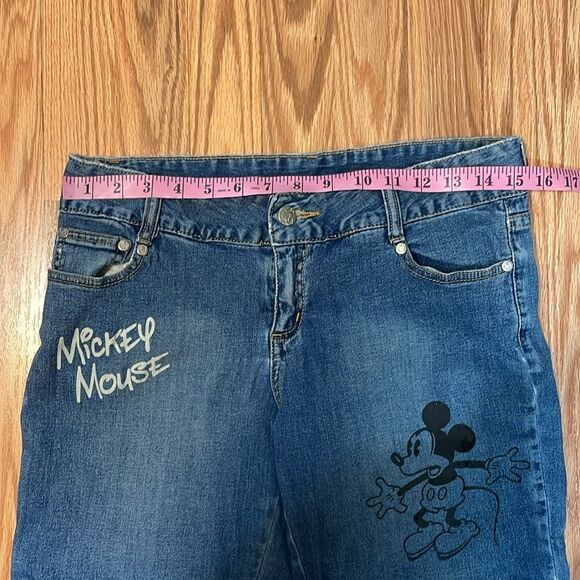Disney Mickey Mouse Cuffed Blue Jean Shorts, embroidered,  Small 3/5 - Picture 8 of 10